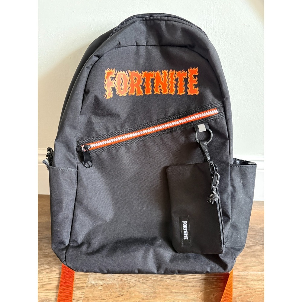Fortnite Black & Orange Flame Backpack‎ 15" Laptop Sleeve Gamer School Bag